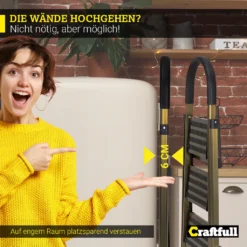 Craftfull Stehleiter CF-134A Champagner Edition Klappleiter 3 Stufen, Gummierte Standfüße, Alu Leiter Aluminiumleiter Aluleiter Mehrzweckleiter Multifunktionsleiter Haushaltsleiter Leiter -Vidailo Verkaufe 8e47429be128ecfaf6672d8606523d21