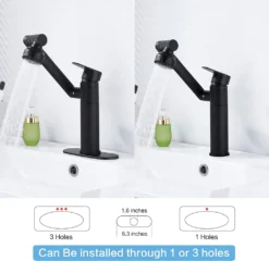 360 ° Drehbarer Wasserhahn Schwarzer Einhebelmischer Badezimmer Küche Zwei Wassermodus Wasserhahn -Vidailo Verkaufe 8f4c7bf3ec53dcaadb93c9676ebdfeab