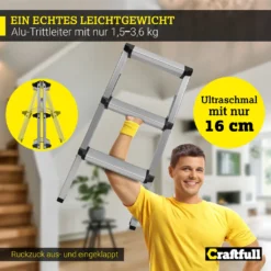 Craftfull Doppel-Klapptritt CF-131A, Aluminium-Trittleiter Klappbar (2 X 3 Stufen) 17 Craftfull Doppel-Klapptritt CF-131A, Aluminium-Trittleiter Klappbar (2 X 3 Stufen) -Vidailo Verkaufe 91090e68d08d71934b2f98111b5be985