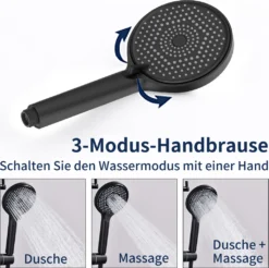 Schwarz Duschsystem Regendusche Mit Thermostat 40℃, Edelstahl Duscharmatur Set, Duschsäule Regendusche, Inkl. Verstellbar Duschstange Und Handbrause -Vidailo Verkaufe 91a8f766bccba38dd0b7abd42bbd813b