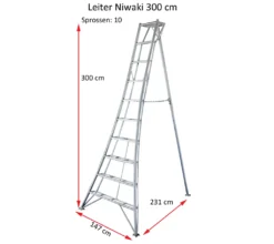 Leiter / Niwaki 3-Holm Gartenleiter 300 Aluminium 147x307cm -Vidailo Verkaufe 930f81e4cb369c7757843d94e2afdc14