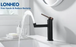 Lonheo Badarmatur 360° Drehbar Auslauf Hochdruck Wasserhahn Waschbecken Einhandmischer Waschtischarmatur Mischbatterie Fürs Badezimmer, Schwarz -Vidailo Verkaufe 9384c4ec4a77def693f00a62800ddda5