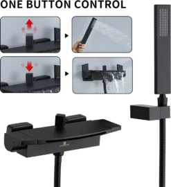 Moderne Badewannenarmatur Mit Regal Wannenarmatur Wasserfall Mit Handbrause Badewanne Armatur Duscharmatur Für Bad Schwarz Matt -Vidailo Verkaufe 93cf0f4e7726a0c94803df4abb3213ef