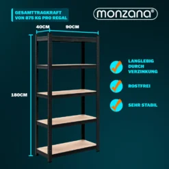 MONZANA® Schwerlastregal Kellerregal Steckregal Werkstattregal Lagerregal Regal, Model:2x 5 Böden - 180x90x40cm - Schwarz -Vidailo Verkaufe 9489edc58119625ca740e0923ee43ec0