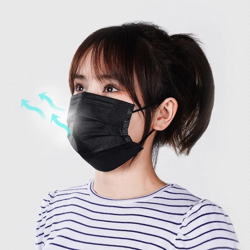 1000X 3-lagig Atemschutzmasken Einwegmaske Mundschutz Vliesmaske Masken Mundschutz 【schwarz】 4 1000X 3-lagig Atemschutzmasken Einwegmaske Mundschutz Vliesmaske Masken Mundschutz 【schwarz】 – Bild 2