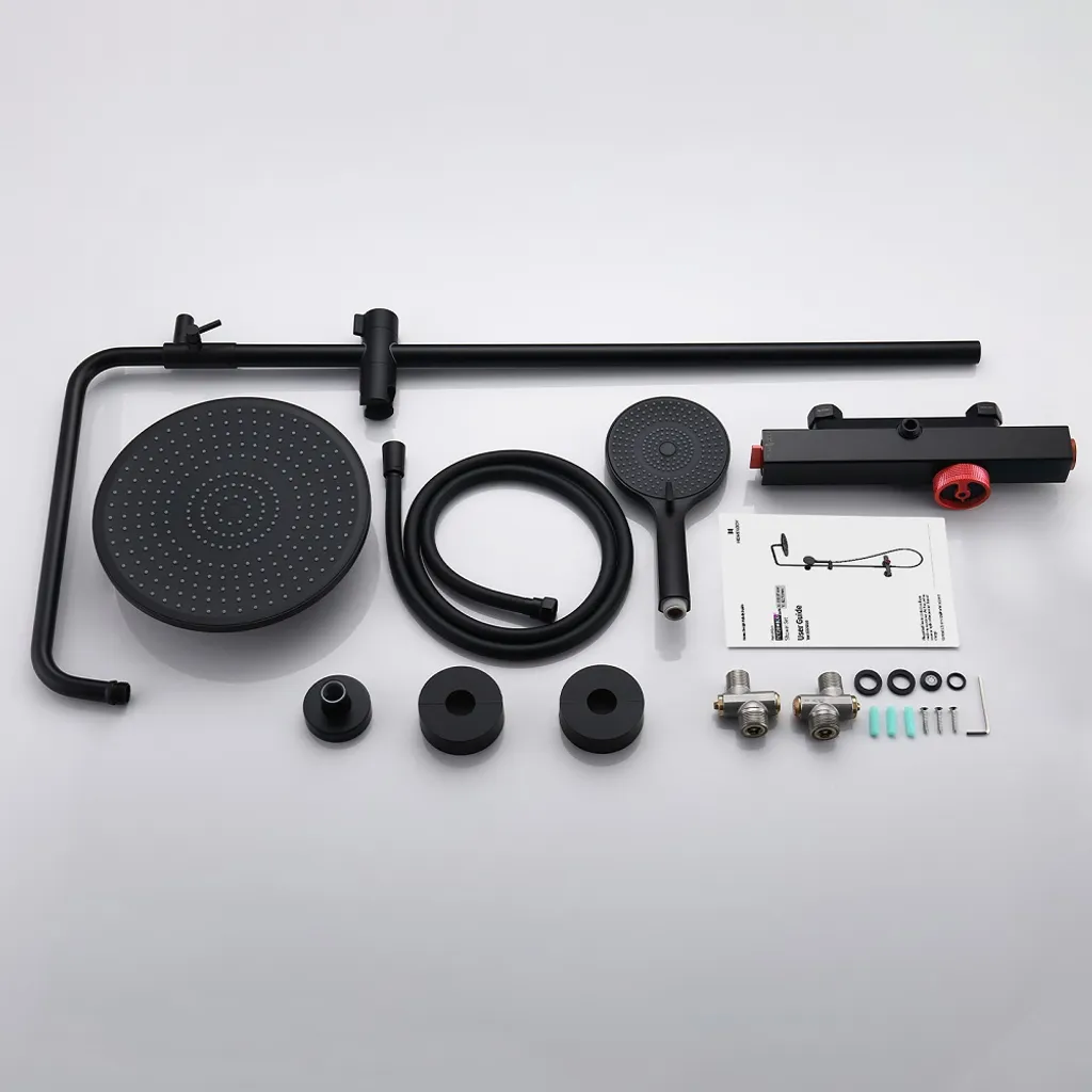 Duschsystem Mit Thermostat Schwarz 3 In 1 Duschset Mit Trennbar Badewannenarmatur Duscharmatur Aus Messing Duschset 3 Funktion Handbrause Überkopfbrause Duschstange Regendusche Für Bad 14 Duschsystem Mit Thermostat Schwarz 3 In 1 Duschset Mit Trennbar Badewannenarmatur Duscharmatur Aus Messing Duschset 3 Funktion Handbrause Überkopfbrause Duschstange Regendusche Für Bad – Bild 12