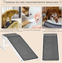PawHut Haustierrampe Mit Rutschfestem Teppich Haustierleiter Hunderampe Für Hund Bis 30 Kg Kiefernholz Polyester Weiß+Grau 125 X 40 X 35,5 Cm 14 PawHut Haustierrampe Mit Rutschfestem Teppich Haustierleiter Hunderampe Für Hund Bis 30 Kg Kiefernholz Polyester Weiß+Grau 125 X 40 X 35,5 Cm -Vidailo Verkaufe 961ae7d2af61ee03c3d3580d1814ac52