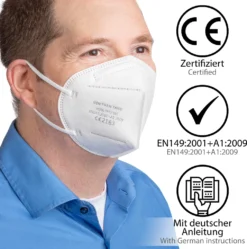20x FFP2 Atemschutzmasken, Mundschutz, Weiß, CE -Vidailo Verkaufe 96a103921157367cd63ba2748cd2959e