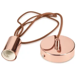 Kwmobile E27 Metall Lampenfassung Mit Textilkabel - Lampenaufhängung Halter In Kupfer Optik Mit Deckenbefestigung 1,30m Textil Kabel Braun -Vidailo Verkaufe 9743dc9b8f9b9b077e942103c930f29a