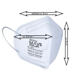 Atemious MAX5 Komfort Vlies FFP2 Atemschutzmaske Germany Mit Ift Rosenheim Zertifikat Lose Oder Einzeln Verpackt, Menge:30 Stck., Verpackung:lose Im Beutel -Vidailo Verkaufe 98385227004f14ef4db5557bd0c20141