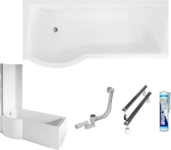 ECOLAM Duschbadewanne Set Badewanne + Glasabtrennung Duschwand Eckbadewanne I-Besco 170x70 LINKS Schürze Ablaufgarnitur Füße Silikon -Vidailo Verkaufe 9846d6f3e12b1d3e5f0c491ac9e091b7