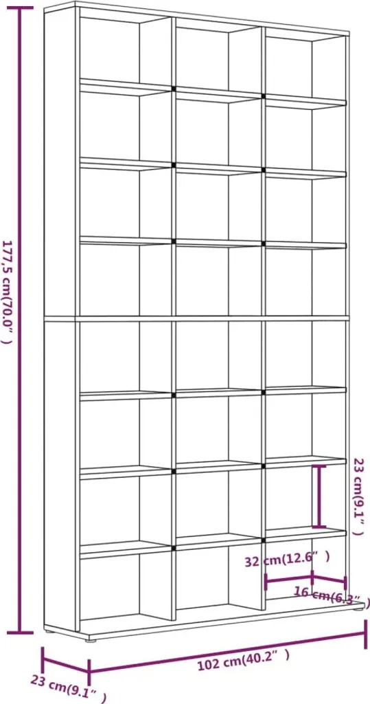 VidaXL CD-Regal Grau Sonoma 102x23x177,5 Cm Holzwerkstoff 8 VidaXL CD-Regal Grau Sonoma 102x23x177,5 Cm Holzwerkstoff – Bild 6
