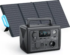 BLUETTI Solar Stromerzeuger EB3A Mit PV120 Solarpanel Enthalten, 268Wh Tragbares Solarspeicher And Solaranlagen Mit 2 600W (1200W Überspannung) Wechselstromsteckdosen, LiFePO4 Batterie Backup Für Outdoor Camping, Reise, Stromausfall