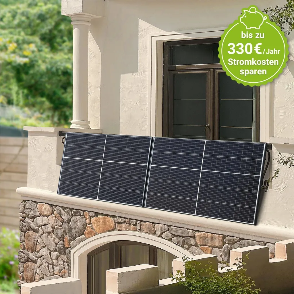 Juskys Balkonkraftwerk 600 W / 820 W Solaranlage Komplettset Photovoltaik Anlage Steckerfertig - Wechselrichter, Kabel & WLAN - Monokristallin 2x 410 Watt 4 Juskys Balkonkraftwerk 600 W / 820 W Solaranlage Komplettset Photovoltaik Anlage Steckerfertig - Wechselrichter, Kabel & WLAN - Monokristallin 2x 410 Watt – Bild 2