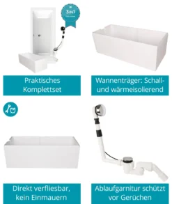 Calmwaters® Badewanne Komplettset 180x80 Cm Mit Wannenträger & Ablaufgarnitur, Duobadewanne Für 2, Set Acryl-Badewanne Rechteckig, Modern Select Rechteck Badewanne 180 X 80 Cm, Weiß, 99000158 -Vidailo Verkaufe 9f1bdece4d75523cf696543c7bf0d453