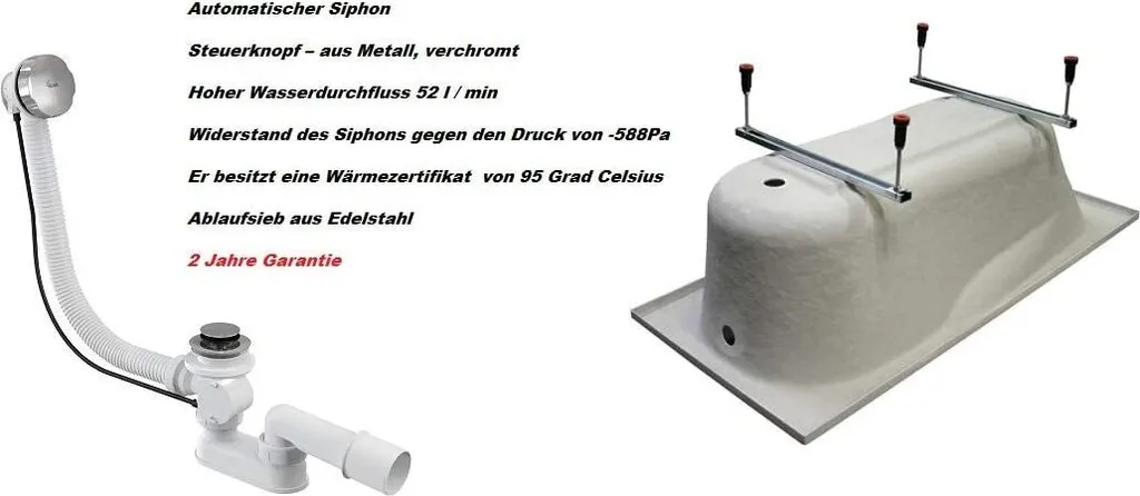 BADLAND Badewanne Rechteck Intrica SLIM 170x75 Rand 15mm Mit Ablaufgarnitur, Füßen Und Styroporverkleidung Mit Ablage 4cm GRATIS 9 BADLAND Badewanne Rechteck Intrica SLIM 170x75 Rand 15mm Mit Ablaufgarnitur, Füßen Und Styroporverkleidung Mit Ablage 4cm GRATIS – Bild 7