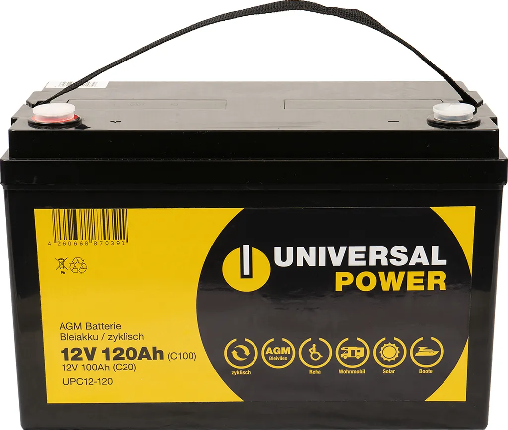 Universal Power AGM UPC12-120 12V 120Ah Wohnmobilbatterie Wartungsfrei 5 Universal Power AGM UPC12-120 12V 120Ah Wohnmobilbatterie Wartungsfrei – Bild 3