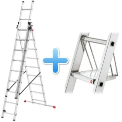 Hailo HobbyStep Combi Kombileiter 3x9 Sprossen Inkl. Tritt