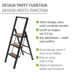 Wenko Alu-Design Klapptrittleiter 3-stufig Schwarz -Vidailo Verkaufe a088a387161d6527dae4a9fc797ebd85