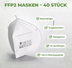 40 Stück - FFP2 Maske, Atemschutzmaske, CE2834, EN149:2001+A1:2009 FFP2 NR 35 40 Stück - FFP2 Maske, Atemschutzmaske, CE2834, EN149:2001+A1:2009 FFP2 NR -Vidailo Verkaufe a0a239980033ca6d45f11a47f66d02a4