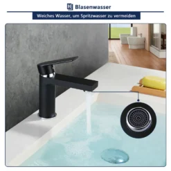 Badarmatur Schwarz Wasserhahn Bad Waschtischarmatur Mischbatterie Bad Waschbecken Armatur Für Badezimmer Einhandmischer Waschtischmischer Waschtischbatterie -Vidailo Verkaufe a32d9d4b49bb6ee8120cfea170473384