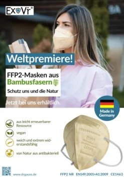 Exovir Bambus FFP2-Atemschutzmasken - Innovativ Und Umweltfreundlich - Germany, Hoher Tragekomfort, 2 Stück. -Vidailo Verkaufe a3aa1b16a208abd60499b5b7cadd44df