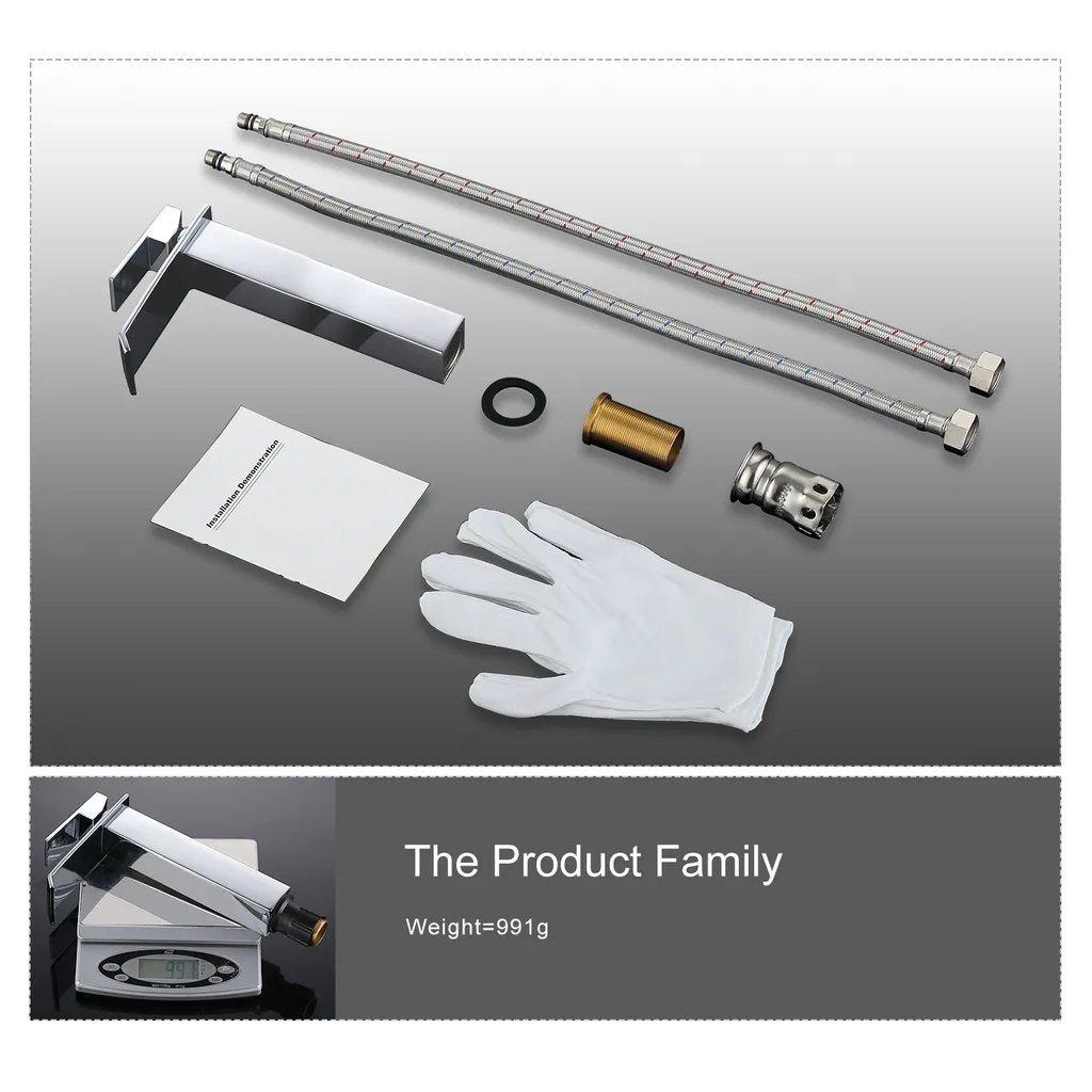 Wasserfall Wasserhahn Bad, Wasserhahn Waschbecken Für Badezimmer, Einhandmischer Waschtischarmaturen, Keramikventil, Kaltes Und Heißes Wasser Vorhanden, Verchromt, Moderner Stil (Silber) 11 Wasserfall Wasserhahn Bad, Wasserhahn Waschbecken Für Badezimmer, Einhandmischer Waschtischarmaturen, Keramikventil, Kaltes Und Heißes Wasser Vorhanden, Verchromt, Moderner Stil (Silber) – Bild 9