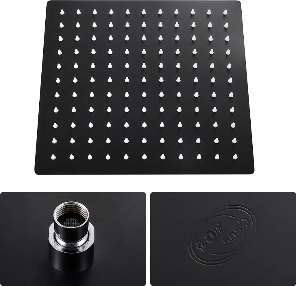 Auralum Duschsystem Mit Thermostat, Duschset Mit 10 Zoll Quadratischer Regendusche, Handbrause, Verstellbarer Duschstange, Schwarz 8 Auralum Duschsystem Mit Thermostat, Duschset Mit 10 Zoll Quadratischer Regendusche, Handbrause, Verstellbarer Duschstange, Schwarz – Bild 6