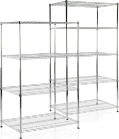 Schwerlastregal - Metallregal Himalaya Verchromt 5 Böden 200 X 90 X 60 Cm