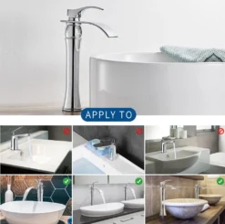 Wasserfall Waschtischarmatur, Hoher Auslauf Wasserhahn Bad Chrom, Mischbatterie Waschbeckenarmatur Für Badezimmer, Einzigartiges Design Einhandmischer -Vidailo Verkaufe a8edc4a4daa981d3550e15a0787ade20