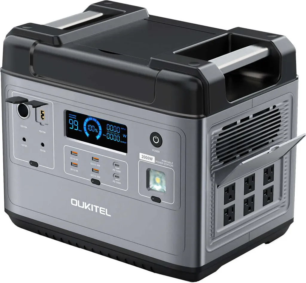 OUKITEL P2001E 2000W (4000W Peak) Stromerzeuger Power Station Mit 2pcs 200W Solarpanel PV200, 2000Wh Solargenerator 625000mAh Mobiler Stromspeicher Power Station, Sicheres LiFePO4-Batterie PD100W QC3.0 Solar Generator Für Notstrom Camping Wohnmobile Zu Hause 4 OUKITEL P2001E 2000W (4000W Peak) Stromerzeuger Power Station Mit 2pcs 200W Solarpanel PV200, 2000Wh Solargenerator 625000mAh Mobiler Stromspeicher Power Station, Sicheres LiFePO4-Batterie PD100W QC3.0 Solar Generator Für Notstrom Camping Wohnmobile Zu Hause – Bild 2