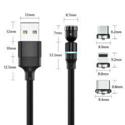 Magnetisches Ladekabel, Drehbares Magnetisches Ladekabel Mit LED, Kompatibel Mit USB-C-Typ-C-Micro-2-in-1-Ladekabel ,Black,1 Meter Noodle 15 Magnetisches Ladekabel, Drehbares Magnetisches Ladekabel Mit LED, Kompatibel Mit USB-C-Typ-C-Micro-2-in-1-Ladekabel ,Black,1 Meter Noodle -Vidailo Verkaufe aa37834f79f7e897aef8d576cd43ca81 1
