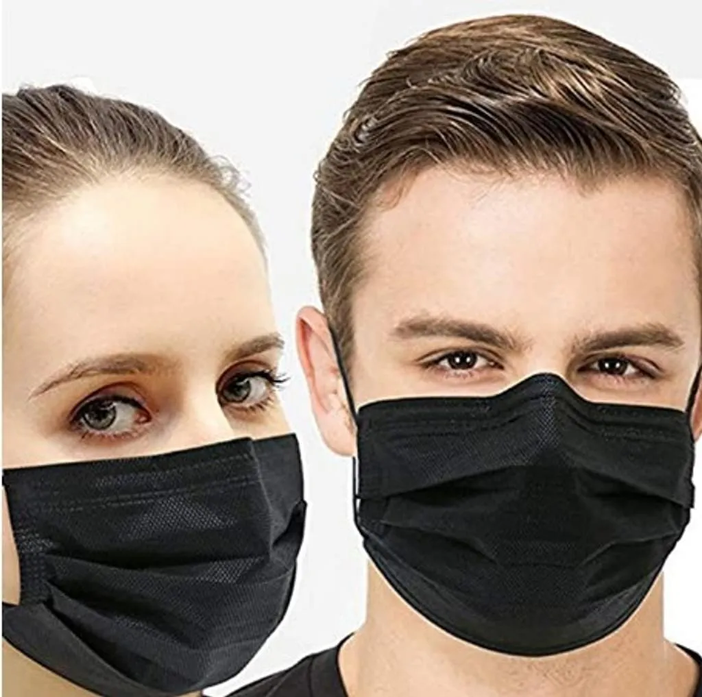 VADOOLL 50 Stück Atemschutzmaske Maske Einwegmaske 3-lagige Schwarze Gesichtsmaske Atmungsaktive Staubschutzmaske 6 VADOOLL 50 Stück Atemschutzmaske Maske Einwegmaske 3-lagige Schwarze Gesichtsmaske Atmungsaktive Staubschutzmaske – Bild 4