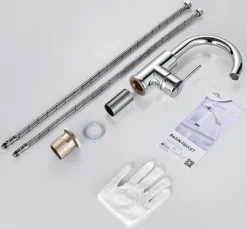 Auralum Wasserhahn Bad, 360° Drehbar Armaturen Waschbecken Bad, Einhebelmischer Mischbatterie Badarmatur Für Waschbecken - Chrom (50CM Schlauch) -Vidailo Verkaufe adea97385455534ce50523b5f83b09b2