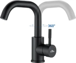 Schwarz Wasserhahn Bad, 360° Drehbar Waschtischarmatur Mischbatterie Für Waschbecken -Vidailo Verkaufe aed276231fd76f888e395962b838dfb8