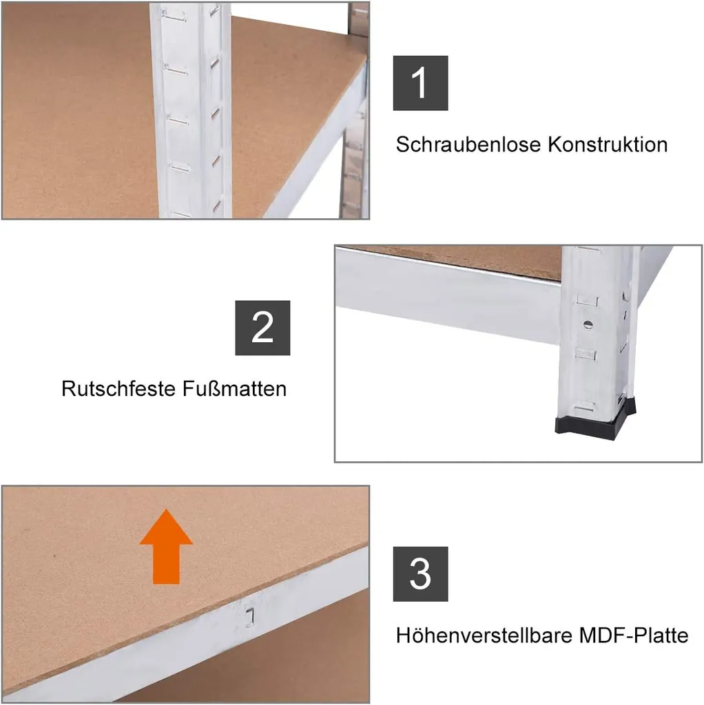 COSTWAY 2 X Lagerregal, Schwerlastregal 180x90x40cm, Steckregal 5 Ebenen, Metallregal Werkstattregal Garagenregal Kellerregal 7 COSTWAY 2 X Lagerregal, Schwerlastregal 180x90x40cm, Steckregal 5 Ebenen, Metallregal Werkstattregal Garagenregal Kellerregal – Bild 5