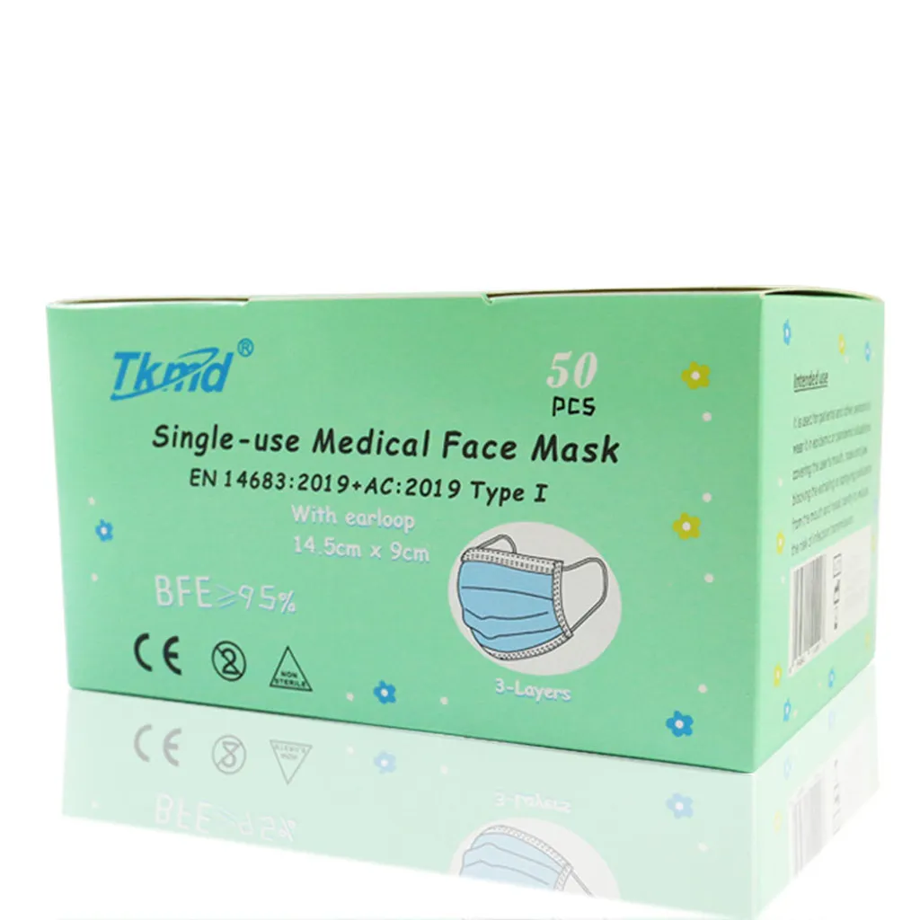 50er Packung Tkmd Medizinische Kinder Masken In Blau Type I 5 50er Packung Tkmd Medizinische Kinder Masken In Blau Type I – Bild 3