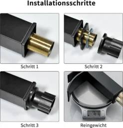 Wasserhahn Bad, Waschtischarmatur Waschbecken Armatur Wasserfall Waschtischarmatur, Messing Wasserhahn Badezimmer, Keramikventil Mit Heiß Und Kalt Wasser Für Badezimmer (Schwarz) -Vidailo Verkaufe b07cba609e70034f7abd95747d6f2eab 1
