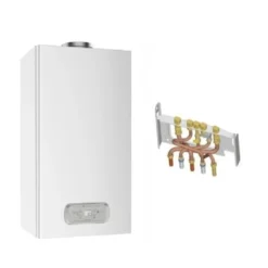 Gaskessel BasNox Inoa Nox Chaffoteaux 25 KW / Kompletter Kamin (Steckdosen + Rückwand)