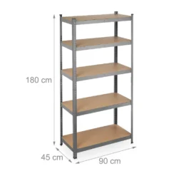 Relaxdays Schwerlastregal 180x90x45 Grau -Vidailo Verkaufe b14e2b5477cb2db00e2d9ea22325a29f