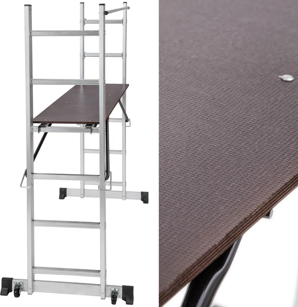 Tectake Mehrzweckleiter Leitergerüst - Silber 8 Tectake Mehrzweckleiter Leitergerüst - Silber – Bild 6