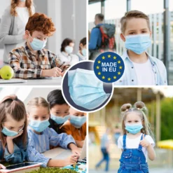 Virshields® Kindermasken Medizinisch - 3-lagig, BFE 95%, EU, DIN EN 14683, 50-2000 STK, Blau - Medizinische Masken, Mundschutz, Gesichtsmasken, Einwegmasken, Schutzmasken Für Kinder -Vidailo Verkaufe b248ef48250535bea703bfaa66b766e6
