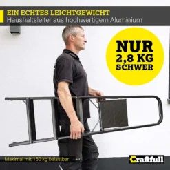Craftfull Stehleiter CF-133A - Aluminium Haushaltsleiter - Gummierte Standfüße - Klappleiter - Mehrzweckleiter - 6 Stufen (Black Edition) -Vidailo Verkaufe b3767f1a7fcddec513b19a0c1598ae8c