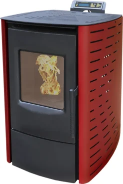 Nemaxx P6 Pelletofen Pelletkamin Pelletkaminofen 6 KW Kaminofen Heizofen Pellet Ofen Kamin Pelletheizung Heizung - Rot - WiFi-Ready