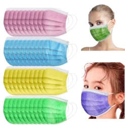 100 Stück 3-lagige Cartoon Bunte Einwegmasken : 50x Kinder Gesichtsmaske & 50x Mundmaske Für Erwachsene