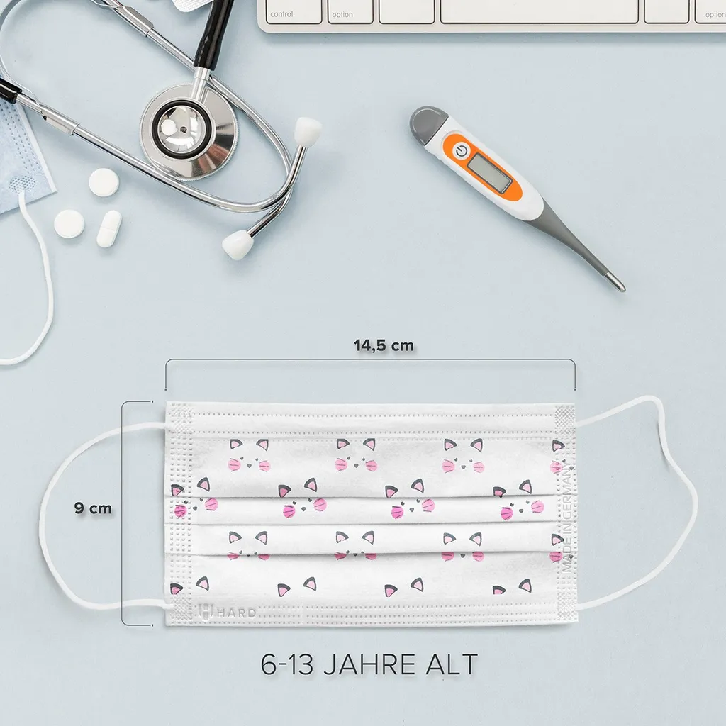 Medizinische Mundschutz Für Kinder -Maske Typ IIR, OP-Masken Kätzchen Weiß, Hergestellt In Deutschland - 50 Stück 9 Medizinische Mundschutz Für Kinder -Maske Typ IIR, OP-Masken Kätzchen Weiß, Hergestellt In Deutschland - 50 Stück – Bild 7