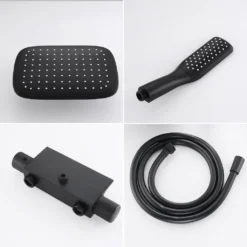 Duschsystem Mit Thermostat Duscharmatur Schwarz Regendusche Duschset Dusche Inkl. Regal Verstellbarer Duschstange Duschset Edelstahl -Vidailo Verkaufe bb8e74e5bd7aa0b28e2caf0952e20ca0