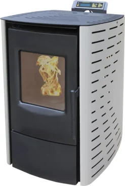 Nemaxx P6 Pelletofen Pelletkamin Pelletkaminofen 6 KW Kaminofen Heizofen Pellet Ofen Kamin Pelletheizung Heizung - Weiß - WiFi-Ready