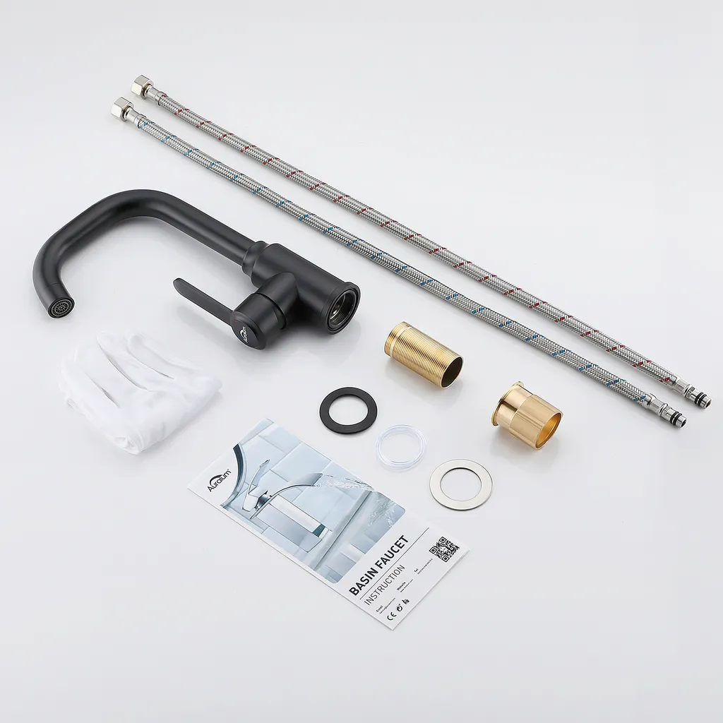 Auralum 360° Drehbar Armatur Für Küche Und Waschbeken, Badarmatur Einhebel-Waschtischmischer, Schwarz 8 Auralum 360° Drehbar Armatur Für Küche Und Waschbeken, Badarmatur Einhebel-Waschtischmischer, Schwarz – Bild 6