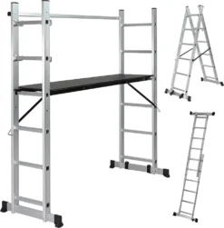 Jago® Baugerüst - 4 In1 Arbeitshöhe Max 280cm, Bis Zu 150kg Belastbar, Anti-Rutsch, Mit Rollen - Alu Multifunktionsleiter, Leitergerüst, Arbeitsgerüst, Arbeitsbühne, Mehrzweckleiter, Arbeitsplattform -Vidailo Verkaufe c041ee24ac22d752097614bda94226f0